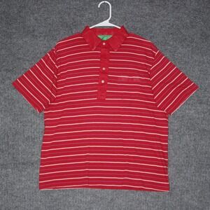 On Course Red Striped Polo Shirt Short Sleeve Mens L Button Neck Golf Soft‎